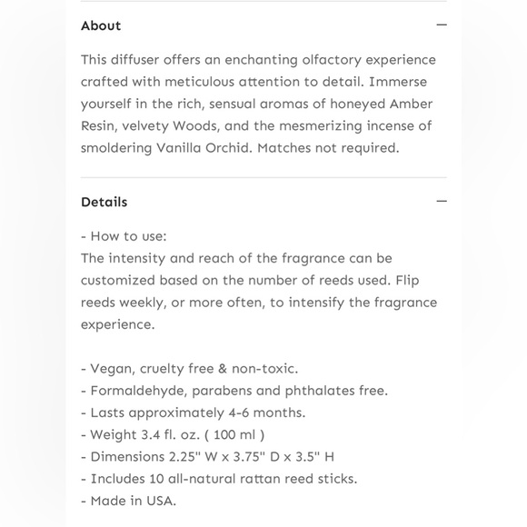 Voluspa Baltic Amber Reed Diffuser, New in Box - Picture 4 of 4